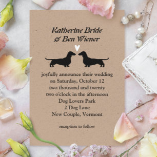 Dachshund Dog Silhouettes Cute Wedding Invitation