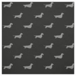 Dachshund Dog Silhouettes Grey and Black Patterned Fabric