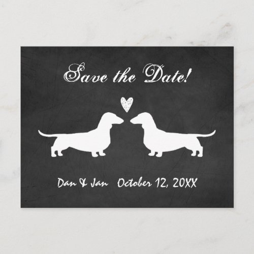 Dachshund Dog Silhouettes Wedding Save the Date Announcement Postcard