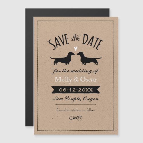 Dachshund Dog Silhouettes Wedding Save the Date Magnetic Invitation