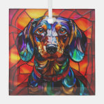 Dachshund Dog &quot;Stained Glass&quot; Glass Ornament