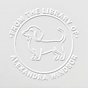 Dachshund Dog Standing Sil2 Library Book Name Embosser