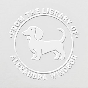 Dachshund Dog Standing Sil Library Book Name Embosser