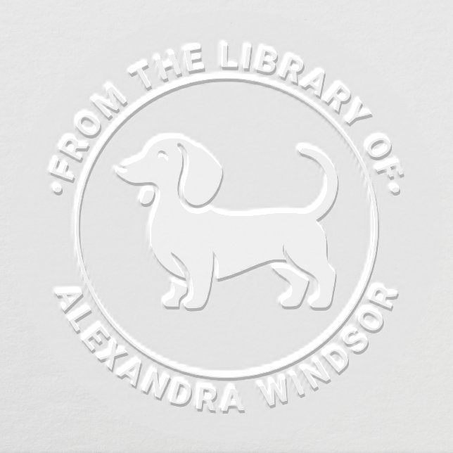 Dachshund Dog Standing Sil Library Book Name Embosser (Design)