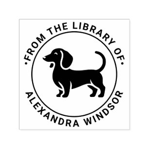 Dachshund Dog Standing Sil Library Book Name Self-inking Stamp