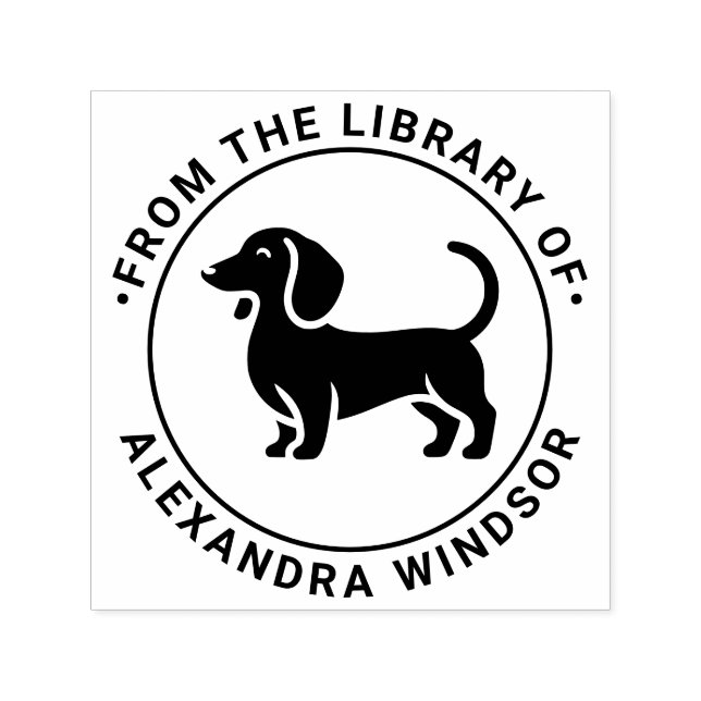 Dachshund Dog Standing Sil Library Book Name Self-inking Stamp (Design)