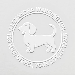 Dachshund Dog Standing Sil Name Return Address Embosser