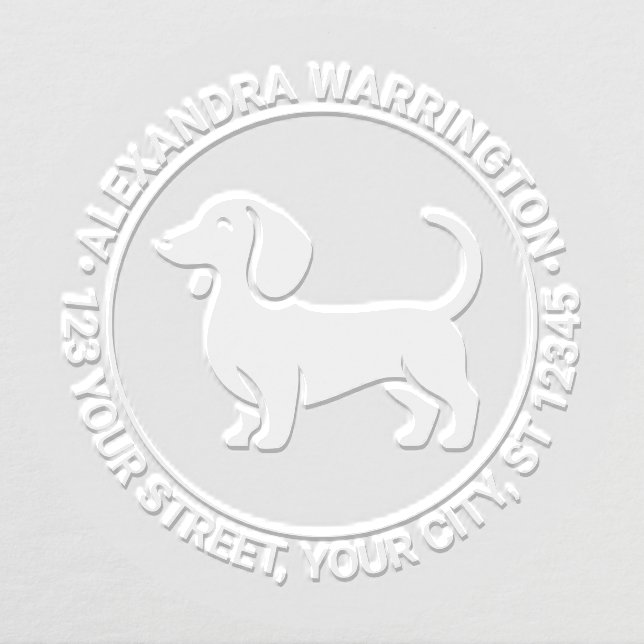Dachshund Dog Standing Sil Name Return Address Embosser (Design)