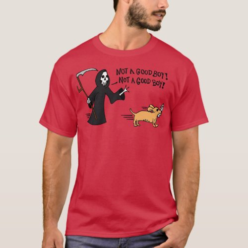 Dachshund Dog Stealing A Grim Reapers Bone Hand No T_Shirt