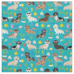 Dachshund dog summer beach turquoise fabric