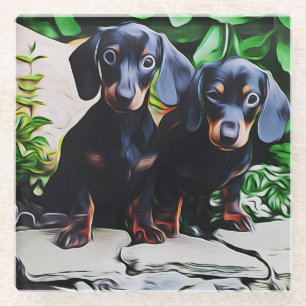 Dachshund Dog Summer Garden Birthday Poster Glass Coaster