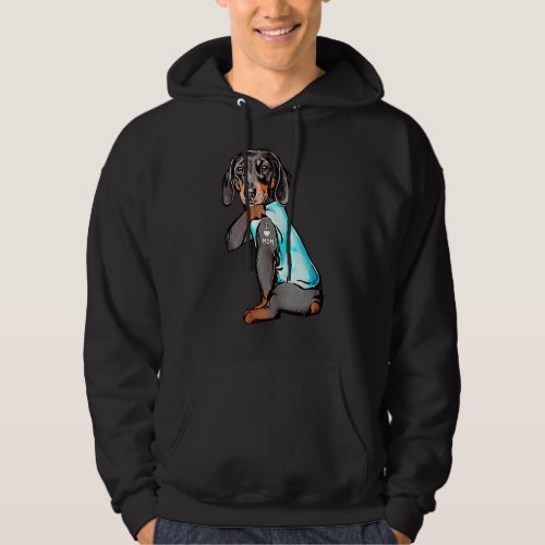 Dachshund Dog Tattoo I Love Mom Dogmom Hoodie