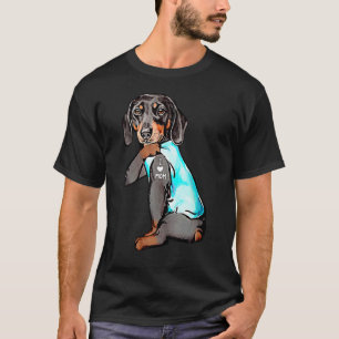 Dachshund Dog Tattoo I Love Mom Dogmom T-Shirt
