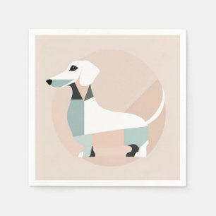 Dachshund dog that is standing in a circle napkins