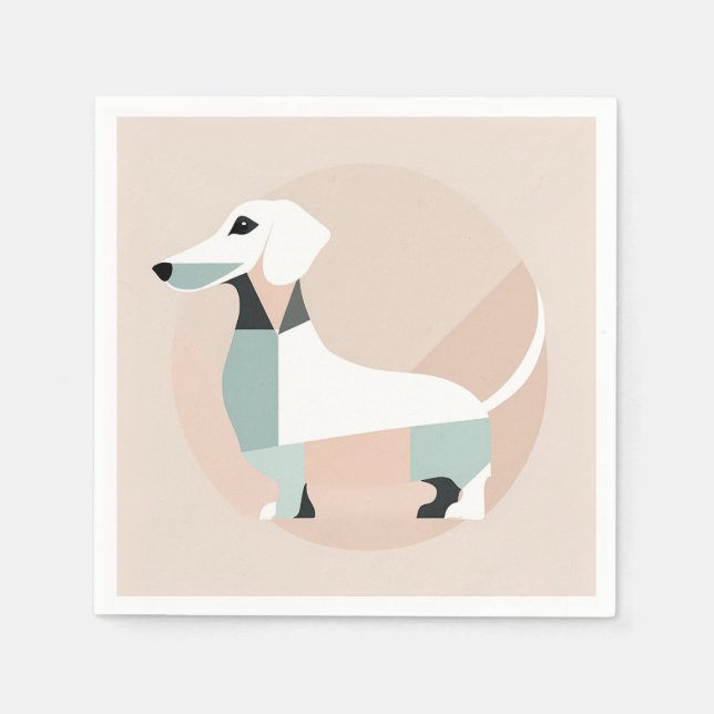 Dachshund dog that is standing in a circle napkins (Front)