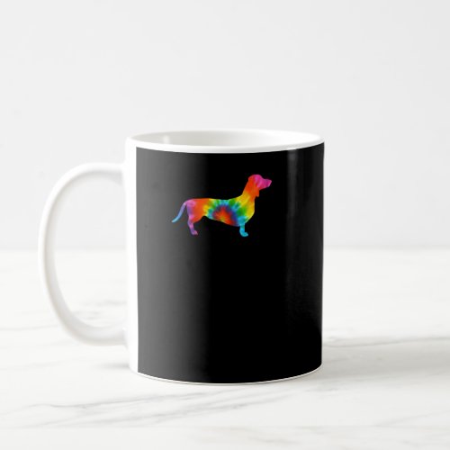 Dachshund Dog Tie Dye Retro Rainbow Trippy Hippies Coffee Mug