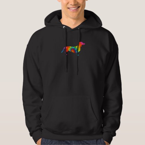 Dachshund Dog Tie Dye Retro Rainbow Trippy Hippies Hoodie