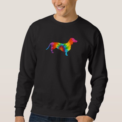 Dachshund Dog Tie Dye Retro Rainbow Trippy Hippies Sweatshirt