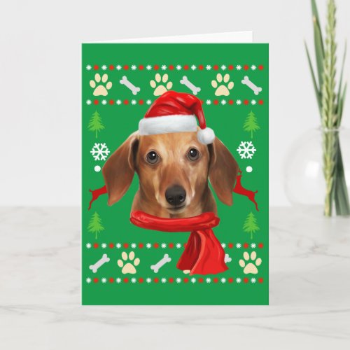 Dachshund Dog Ugly Christmas Card