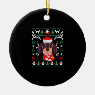 Dachshund Dog Ugly Christmas Classic T-Shirt Ceramic Ornament