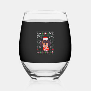 Dachshund Dog Ugly Christmas Classic T-Shirt Stemless Wine Glass