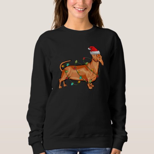 Dachshund Dog Ugly Christmas Sweater Xmas Tree Lig