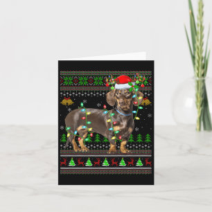Dachshund Dog Ugly Christmas Sweaters Holiday Sant Card