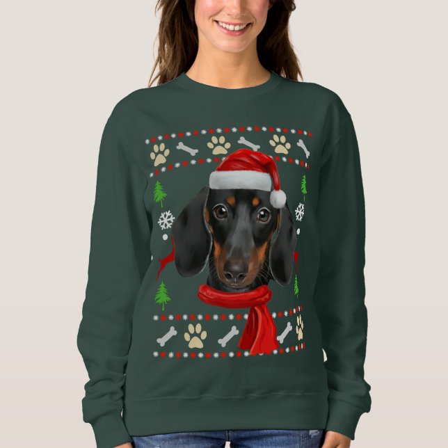 Dachshund Dog Ugly Christmas Sweatshirt (Front)