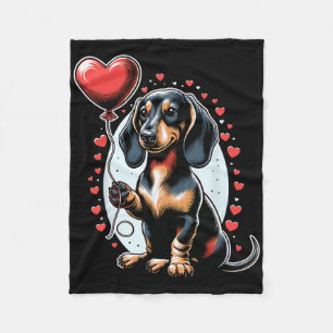 Dachshund Dog Valentine's Day Dog Owner Valentine  Fleece Blanket