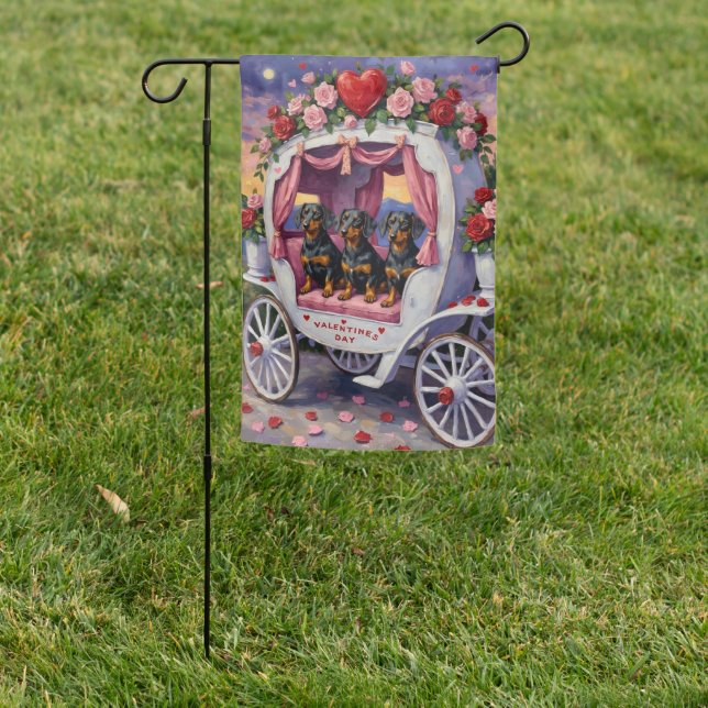 Dachshund Dog Valentine's Day Garden Flag (In SItu)