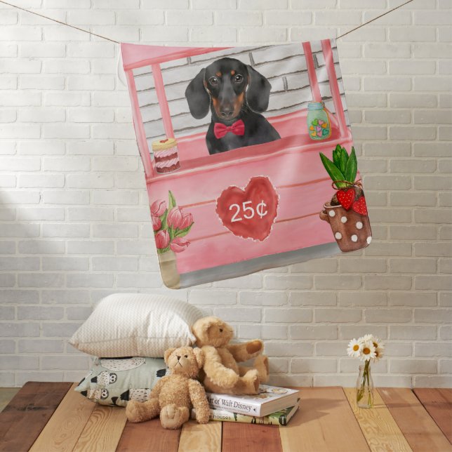 Dachshund Dog Valentine's Day Kissing Booth Baby Blanket (In Situ)