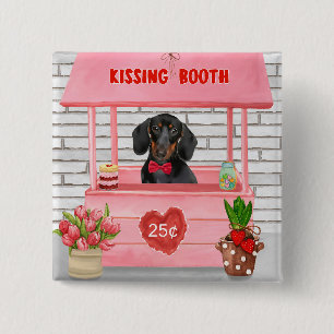 Dachshund Dog Valentine's Day Kissing Booth Button