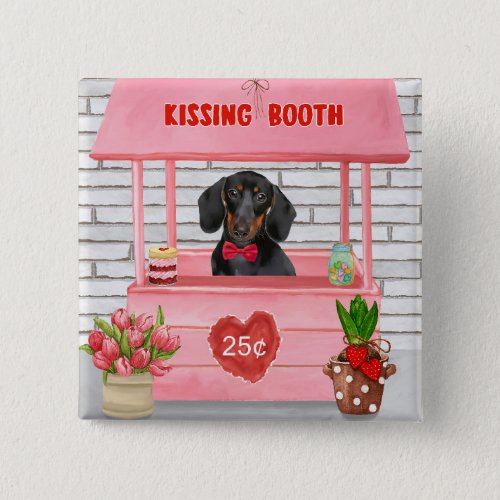 Dachshund Dog Valentines Day Kissing Booth Button