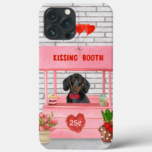 Dachshund Dog Valentines Day Kissing Booth iPhone 13 Pro Max Case