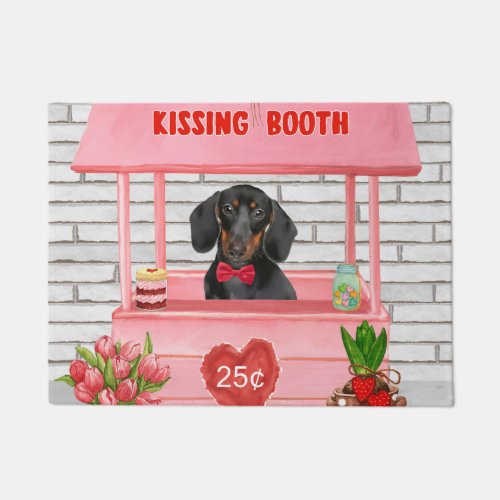 Dachshund Dog Valentines Day Kissing Booth Doormat