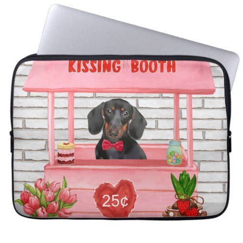 Dachshund Dog Valentines Day Kissing Booth Laptop Sleeve