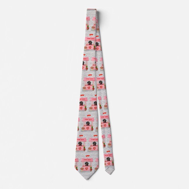 Dachshund Dog Valentine's Day Kissing Booth Neck Tie (Front)