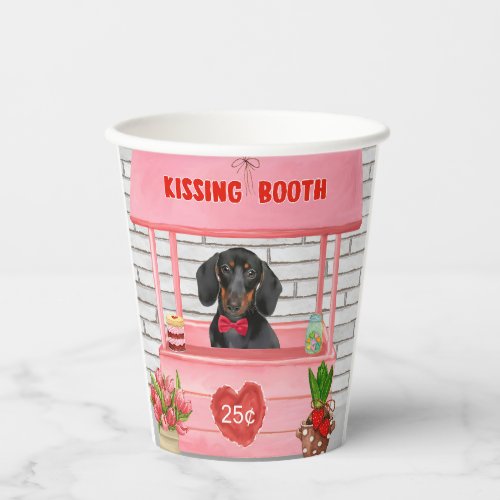 Dachshund Dog Valentines Day Kissing Booth Paper Cups