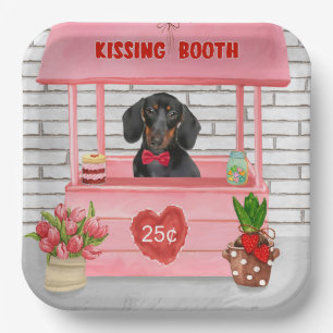 Dachshund Dog Valentine's Day Kissing Booth Paper Plates