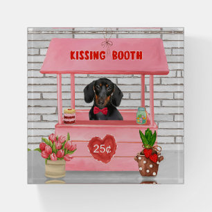 Dachshund Dog Valentine's Day Kissing Booth Paperweight
