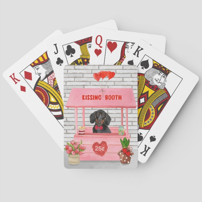Dachshund Dog Valentine's Day Kissing Booth Poker Cards (Back)