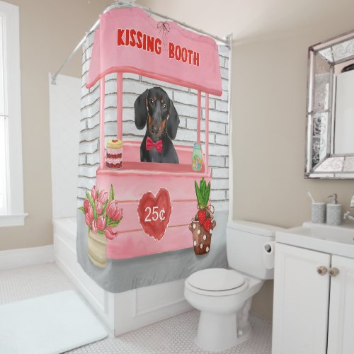 Dachshund Dog Valentines Day Kissing Booth Shower Curtain