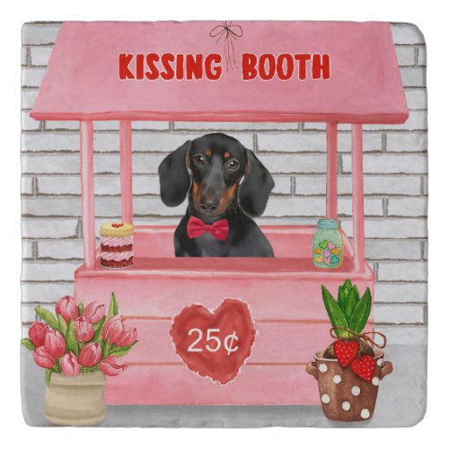 Dachshund Dog Valentines Day Kissing Booth Trivet