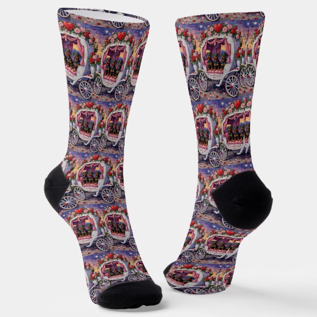 Dachshund Dog Valentine's Day Socks (Angled)