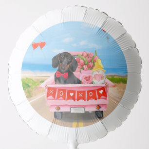 Dachshund Dog Valentine's Day Truck Hearts Balloon
