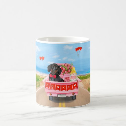 Dachshund Dog Valentines Day Truck Hearts Coffee Mug