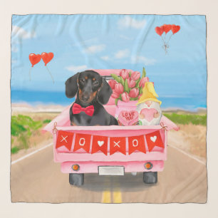 Dachshund  Dog Valentine's Day Truck Hearts   Scarf