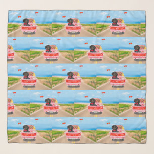 Dachshund Dog Valentine's Day Truck Hearts  Scarf