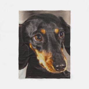 Dachshund Dog Water Color Oil Paint Art Fleece Blanket