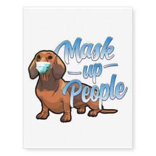 Dachshund Dog Wearing A Mask - Wear a Face Mask Temporary Tattoos